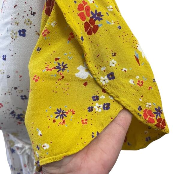 Anthropologie Meadow Rue Floral Wrap Blouse US Size 6 | Flutter Sleeve | Peplum - Picture 8 of 9
